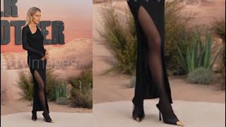 Caroline Daur In Hose Slit Dress Black Nylons And Heels