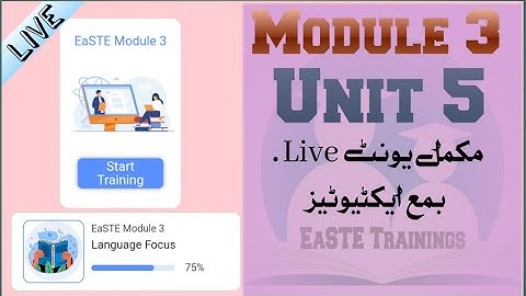 EaSTE | Module 3 | Unit 5 | Live Solution Quiz
