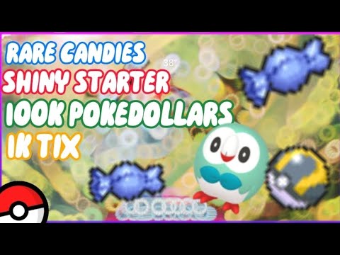 SHINY STARTER, 10 RARE CANDIES, 100K POKEDOLLARS, 1K TIX CODE IN PBB ...