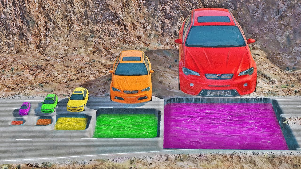 From HUGE To TINY CARS Vs BIG SMALL MULTICOLOR PITS In BeamNG drive From HUGE To TINY CARS Vs BIG SMALL MULTICOLOR PITS In BeamNG drive