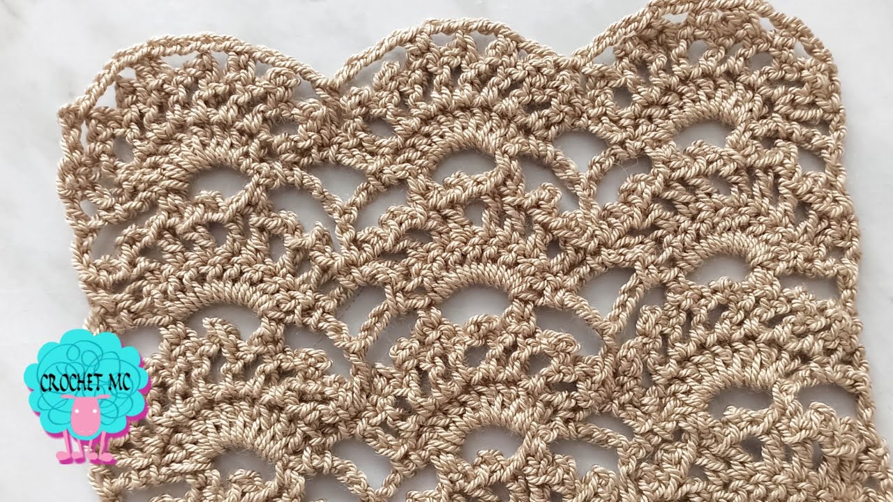 Punto calado con abanicos a crochet
