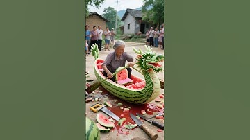 Thumbnail of Grandma Watermelon Carving Dragon Boat Dragon Boat Festival Dragon Boat Racing Watermelon Acting A