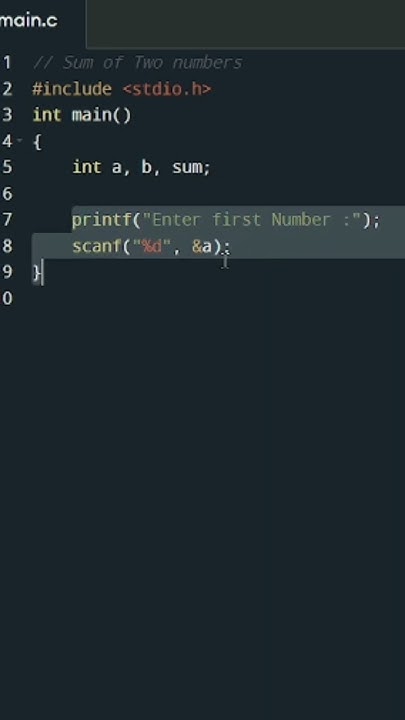 Sum of two numbers in C programming | C language #shorts #short # ...