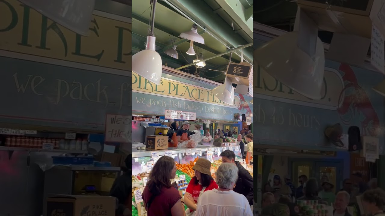 Check this “Throw fish” out at Pike Place Market Public Market Seattle 😃