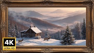 A Smoky Mountains Christmas! Cozy Cabin in Snowy Mountains | 8 Hrs 4K | Framed Winter TV Art