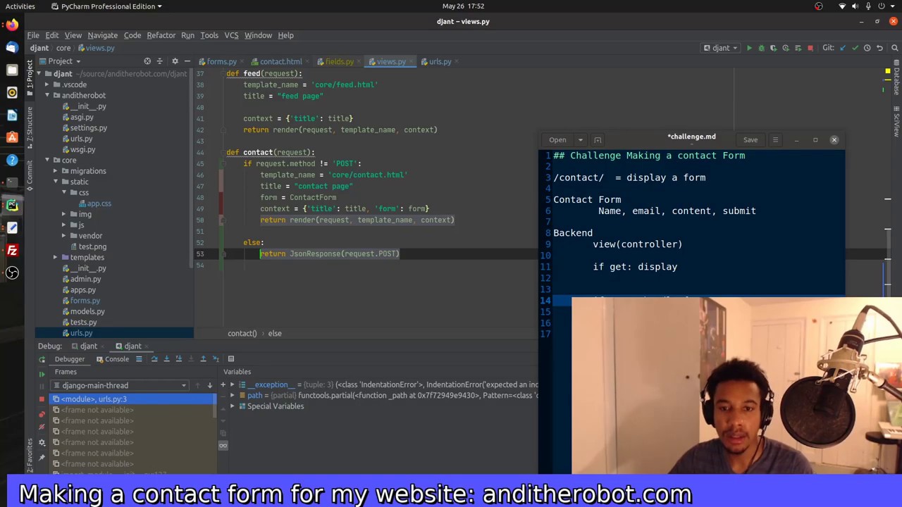Making a Contact Form with Django - Part 1 - YouTube