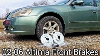 0206 Nissan Altima Front Brakes *Detailed* Pads & Rotors How To Replace Removal & Install