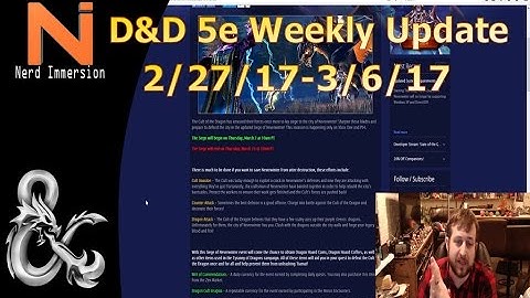 D&D Weekly Update-New Podcasts/Streams! (2/27/17-3/6/17) | Nerd Immersion