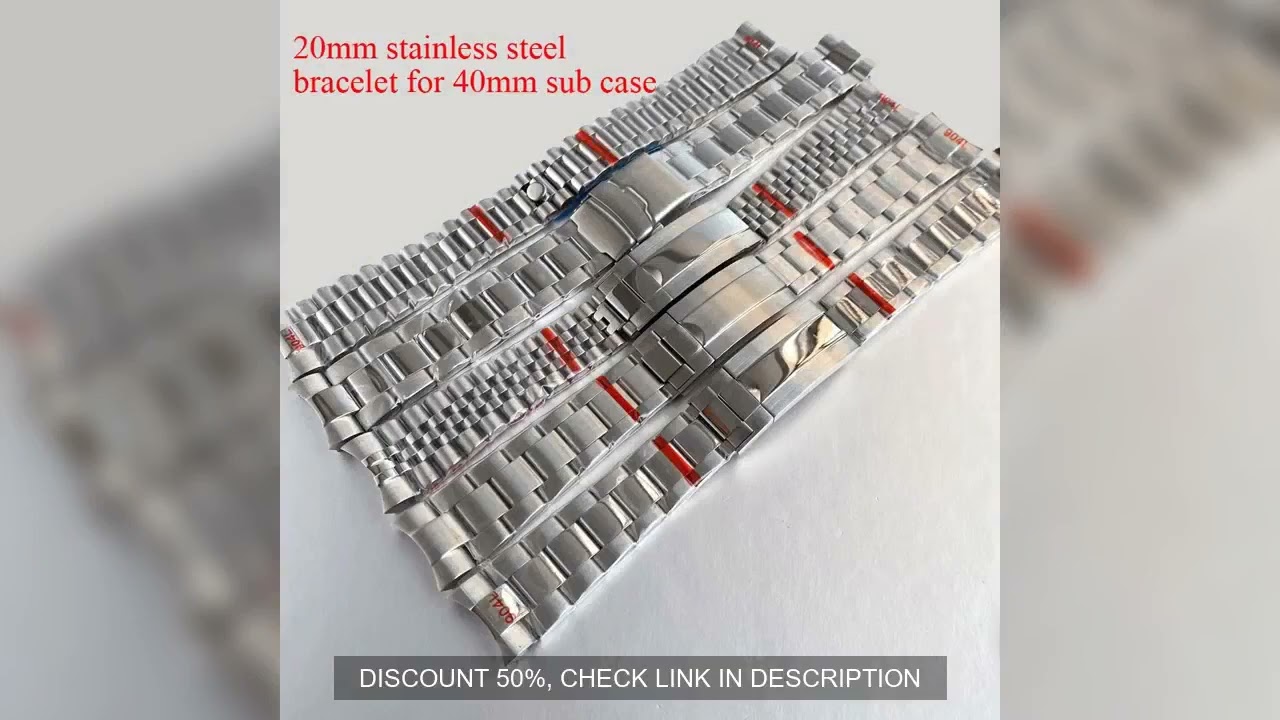 Silver 20mm Width Stainless Steel Jubilee Watch Strap Bracelet for SUB 40mm Diving NH35 NH34 GMT Men