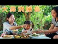 小雨給女兒做大蒜燒鱔魚，媽媽炒青菜，一家圍一桌吃飯，好幸福！ 【市民朱小雨】