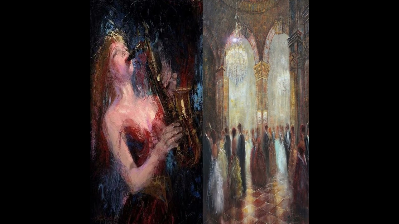 🎵Video Photo Collage Party and Woman playing Saxophone “Jazz Lounge Food -Drink” No CopyRight Music🎶