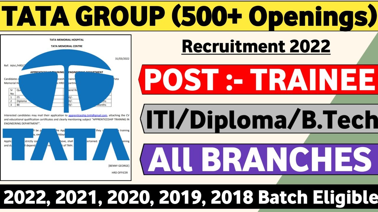 Tata Recruitment 2022 Recruitment 2022 Latest Mnc Jobs Tata Jobs