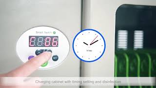 V-LAB USB SYNC & CHARGE MOBILE CART WITH UV DISINFECTION & SMART TIMER CONTROL FOR IPAD/TABLET/PHONE