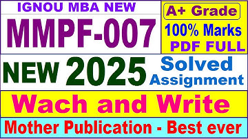 MMPF 007 solved assignment 2025 in English || mmpf 007 solved assignment 2025 || ignou mmpf007 2025