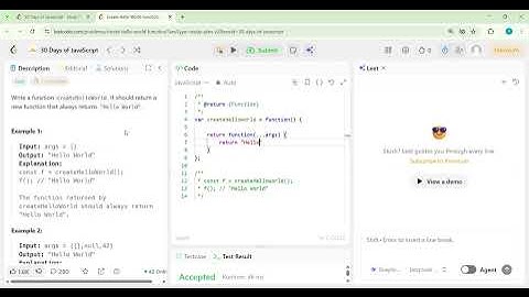 LeetCode – 30 Days of JavaScript | Create Hello World Function | LeetCode