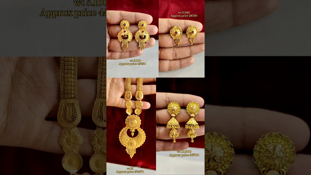 Latest gold earring, jhumki, tops and Rani haar designs with price || new gold ornament collection