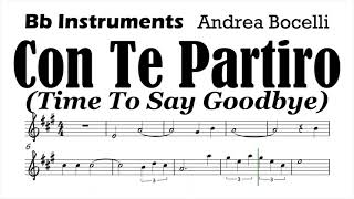 Con Te Partiro Bb Instruments Sheet Music Backing Track Play Along Partitura