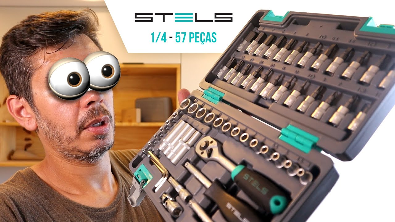 Kit De Soquete Stels 1/4 - 57 Peças Catraca Chave Allen