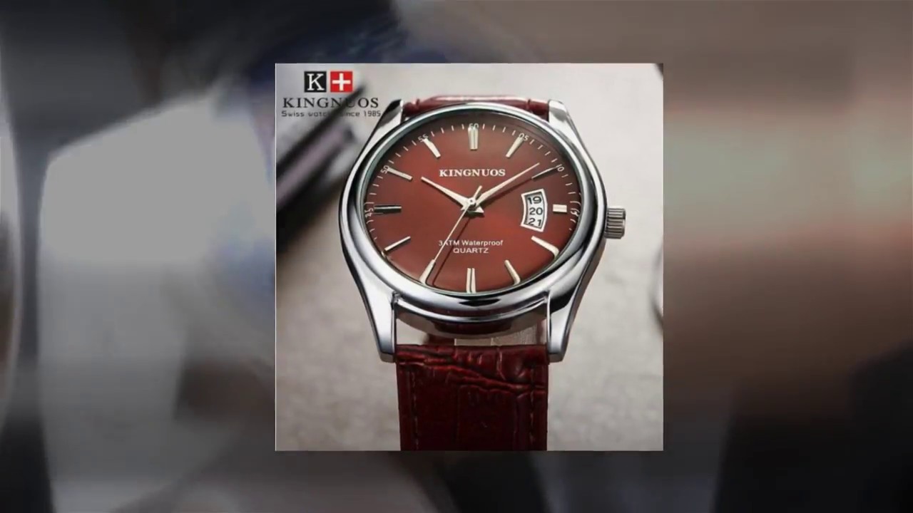 KINGNUOS Fashion Simple Men Watch casual Waterproof Quartz Watches Classic Business Leather
