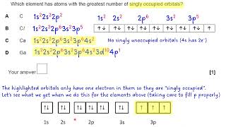 Recognising singly occupied orbitals MCQ (OCR AS Breadth in Chemistry 2017)
