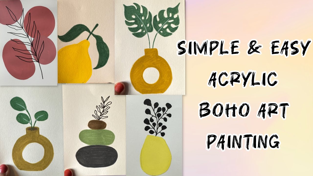 Learn how to paint simple acrylic boho Art Painting 