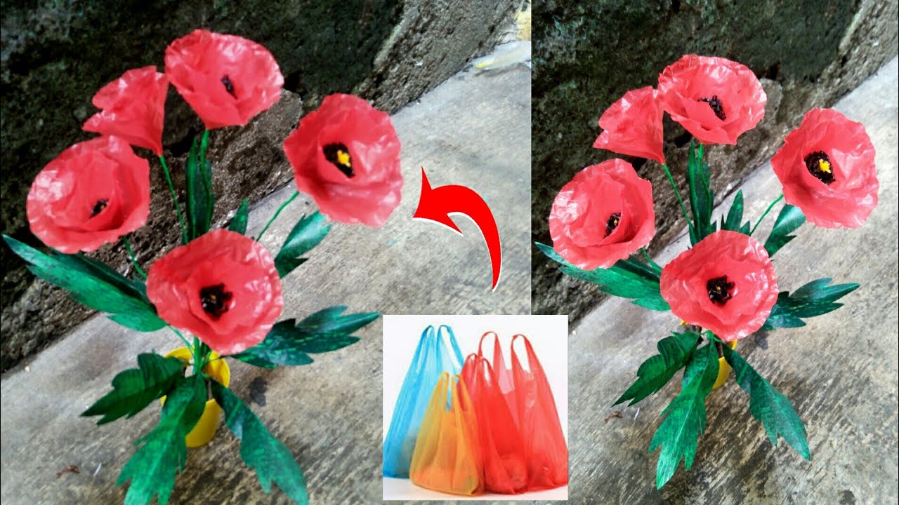 Cara membuat bunga poppy dari plastik kresek YouTube