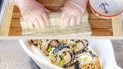 How roll sushi with bamboo mat (California Roll)