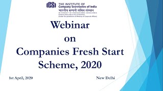 webinar on Companies Fresh Start Scheme, 2020 1st April 2020 at 04 00 PM