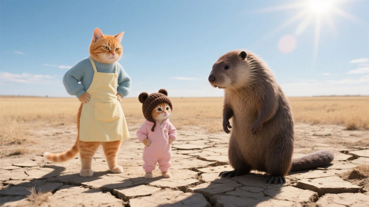 Beaver's secret water dam!🌊🦫 Join Ginger Kitten and Mama Cat to find out why🤝