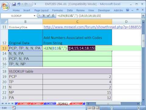 Excel Magic Trick 291: Add Nums Associated w Codes From String