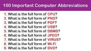 Computer Abbreviations & Acronyms Quiz | 100 Important Questions | Computer Science GK Quiz | MCQ screenshot 3