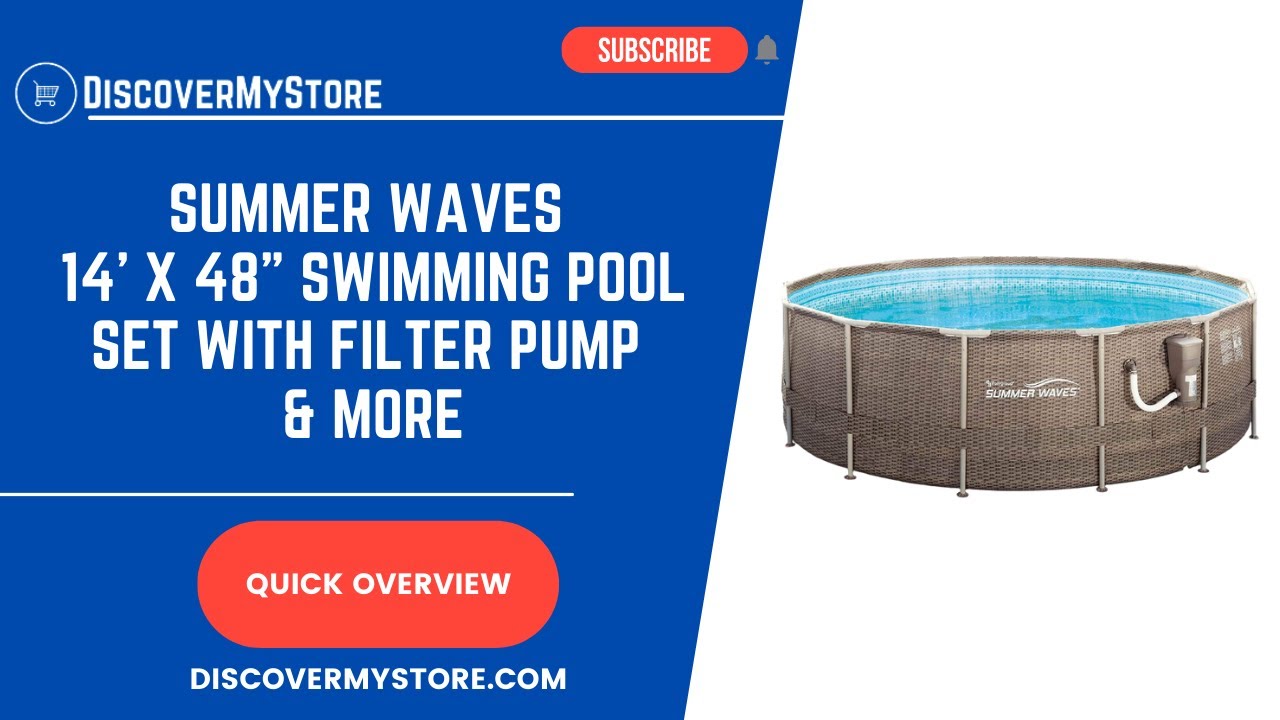 Summer Waves 14' x 48" Swimming Pool Set with Filter Pump & More