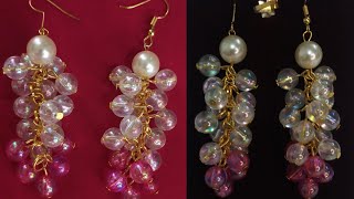 How To Make Pearl Grape Cluster Shape Earrings|Simple And Easy Diy Earrings Making At Home