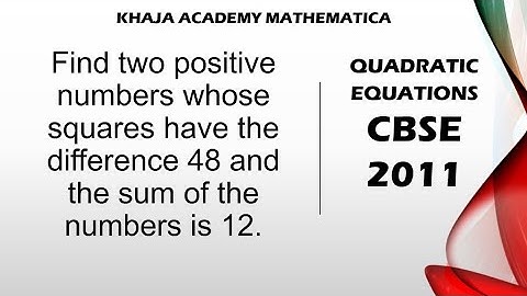 Find two positive numbers whose squares have the difference 48 and the sum of the numbers is 12.