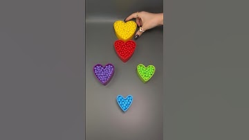 Colorful Heart 💜 Falling Beads ASMR Oddly Satisfying Relaxing #asmr #marblerunbb #fallingbeads
