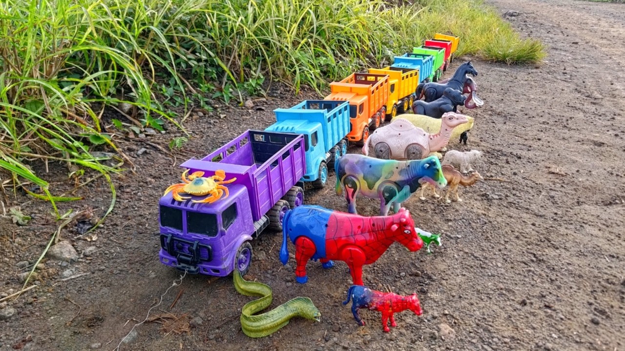 WADIDAW‼️ANGKUT SAPI LUCU WARNA WARNI KUDA KINGKONG KUDA UNTA GAJAH MAMOTH HARIMAU DENGAN TRUK OLENG