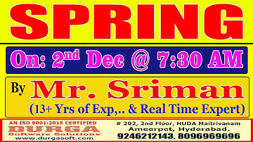 SPRING Offline Training On 2nd Dec @ 7:30 AM by Mr. Sriman