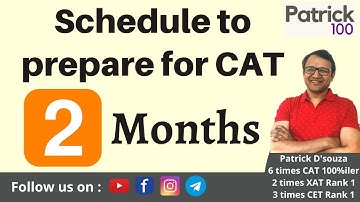 Schedule to prepare for CAT in 2 months | CAT | Patrick Dsouza | 6 times CAT100%ile
