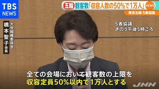 東京五輪、観客数「収容人数の５０％で１万人」