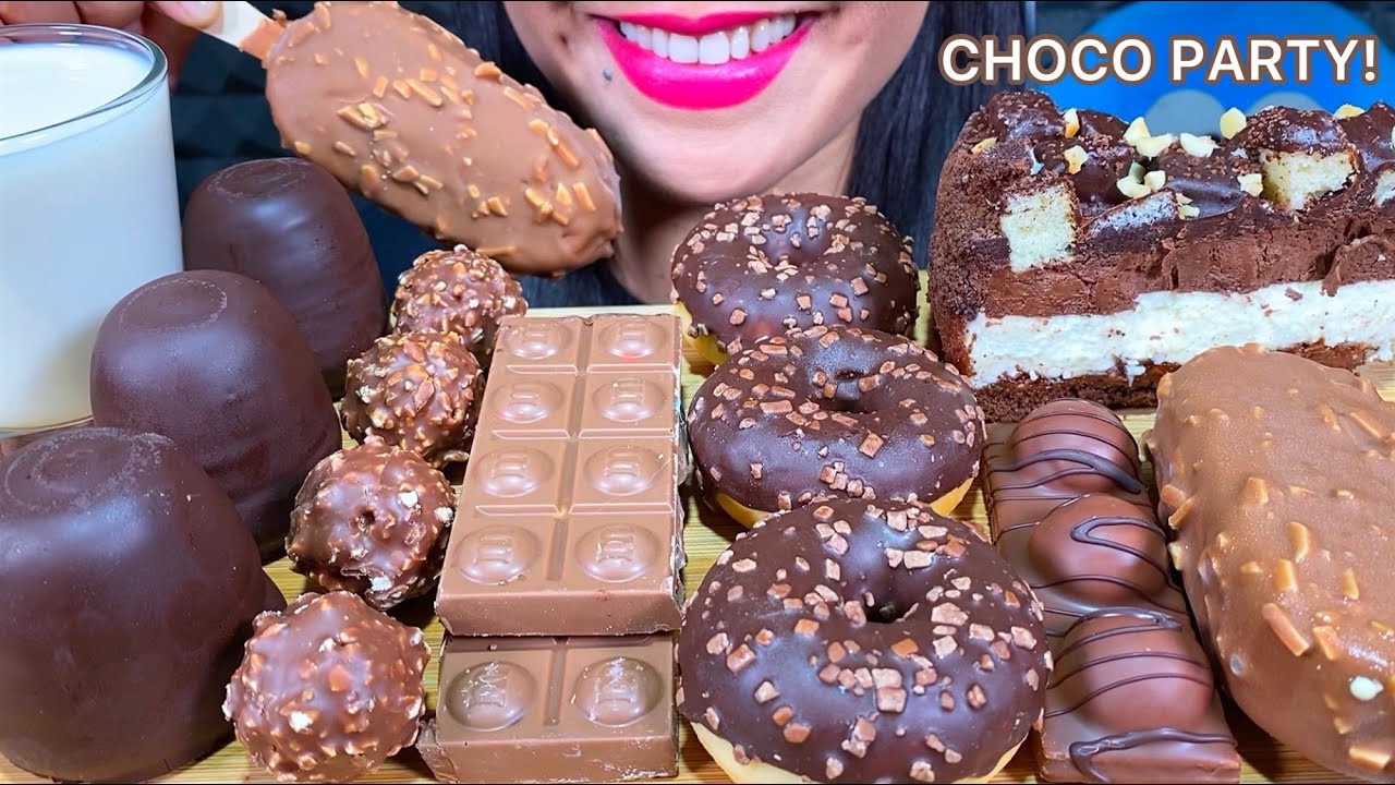 ASMR MUKBANG CHOCOLATE PARTY, MAGNUM ICE CREAM, CAKE, MARSHMALLOW, SNACK MASSIVE Eating Sounds
