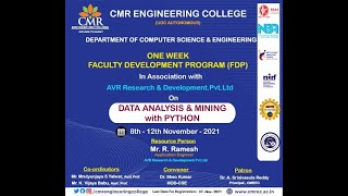 FDP (DATA ANALYSIS & MINING WITH PYTHON) CMREC_CSE_DAY-1 (08-NOV-2021)