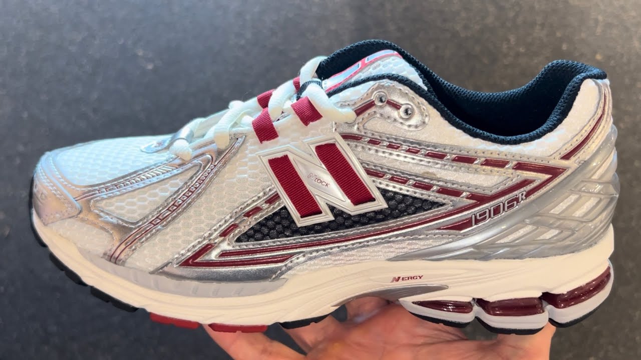 New Balance 1906R Silver Classic Crimson Red Running Shoes YouTube
