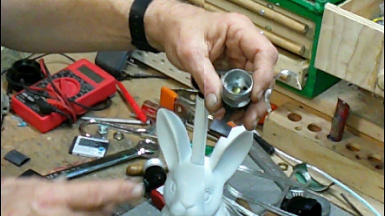 Replacing a Screwless Socket insert in a Sad Rabbit Lamp in the Secret Underground Laboratory