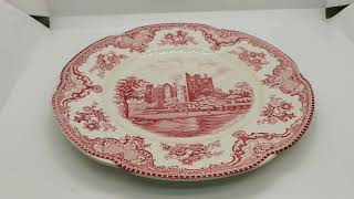 Johnson Bros China Red and White Blarney Castle Dinner Plate
