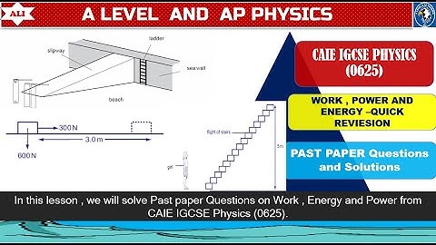 CIE IGCSE Physics (0625) Quick Revision - Work , Energy and Power Past Paper Questions and Solution