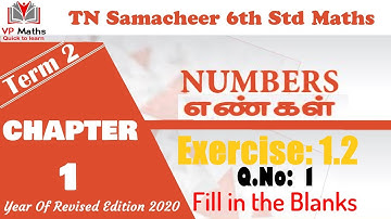 TN Samacheer 6th std maths chapter 1 Numbers Exercise 1.2 Q.No 1 Fill in the blanks | எண்கள்