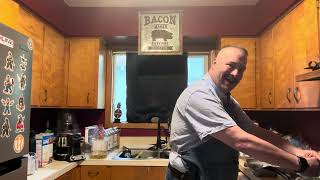 Self Defense Cooking Episode : 38 waffles bacon n eggs 