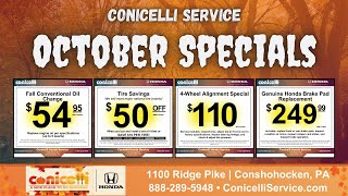 🚨 HUGE Fall Savings at Conicelli Honda! $50 Off Tires, $54.95 Oil Change & More! Don’t Miss Out! 🍂