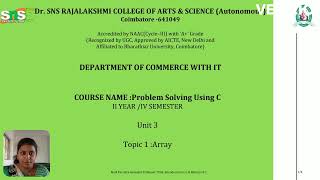Video lecture | Multi dimensional Array | Ms.R.Pavithra | AP | B.Com IT | SNS Institutions