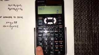 Solving a linear system with two unknowns using a calculator (Sharp EL-520X)